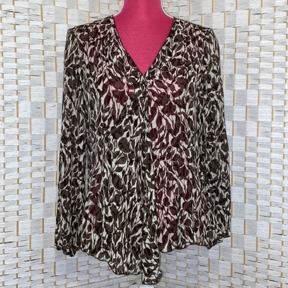 J. Jill Long Sleeve V Neck Faux Wrap Blouse SP